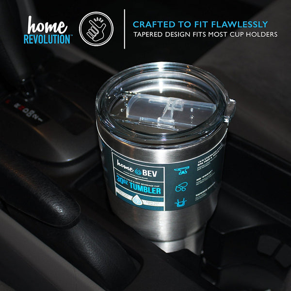 HomeBev 30 oz Tumbler Drink Ware Stainless Steel with 2 Sliding Lids