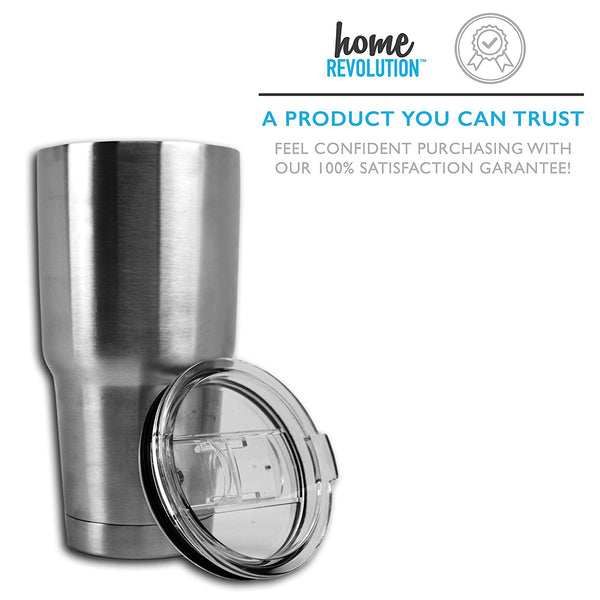 HomeBev 30 oz Tumbler Drink Ware Stainless Steel with 2 Sliding Lids