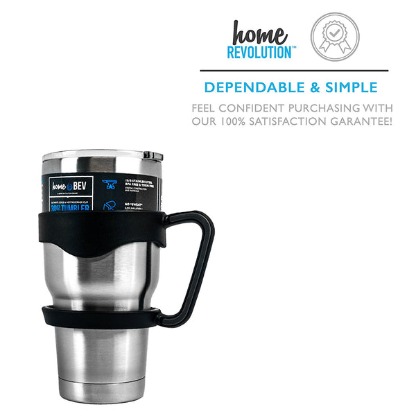 HomeBev 30 oz Tumbler Drinkware Stainless Steel with 2 Sliding Lids + Removable Handle