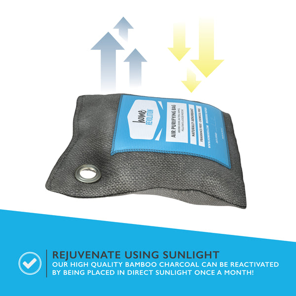 Air Purifying Bag; Natural Odor Remover made from Bamboo Charcoal; For Cars, Closets, Bathrooms, Pet Areas; A Home Revolution Brand Product