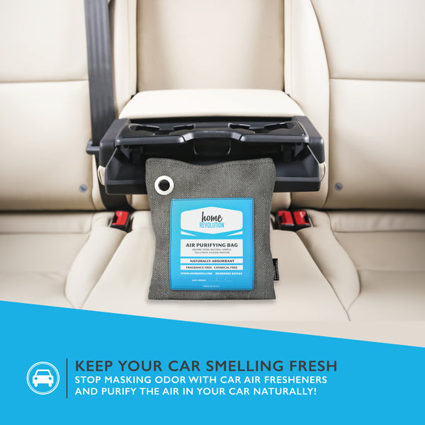 Air Purifying Bag; Natural Odor Remover made from Bamboo Charcoal; For Cars, Closets, Bathrooms, Pet Areas; A Home Revolution Brand Product