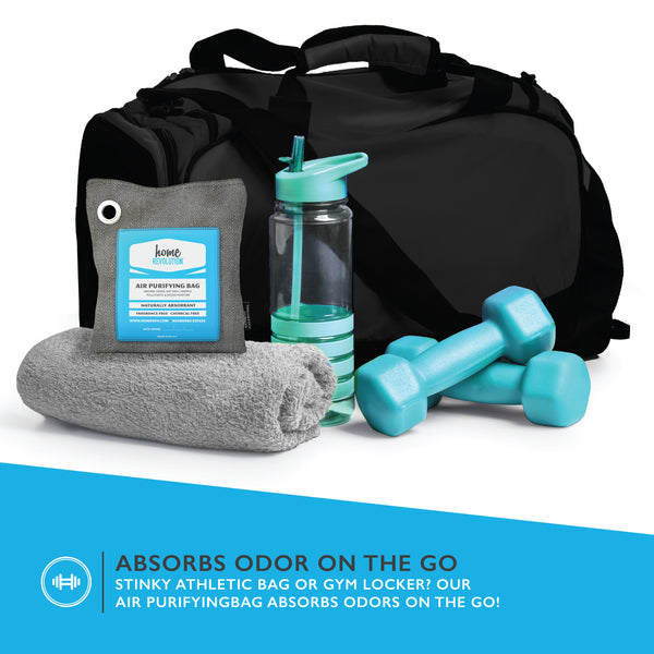 Air Purifying Bag; Natural Odor Remover made from Bamboo Charcoal; For Cars, Closets, Bathrooms, Pet Areas; A Home Revolution Brand Product