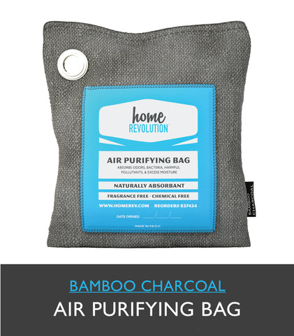 Air Purifying Bag; Natural Odor Remover made from Bamboo Charcoal; For Cars, Closets, Bathrooms, Pet Areas; A Home Revolution Brand Product